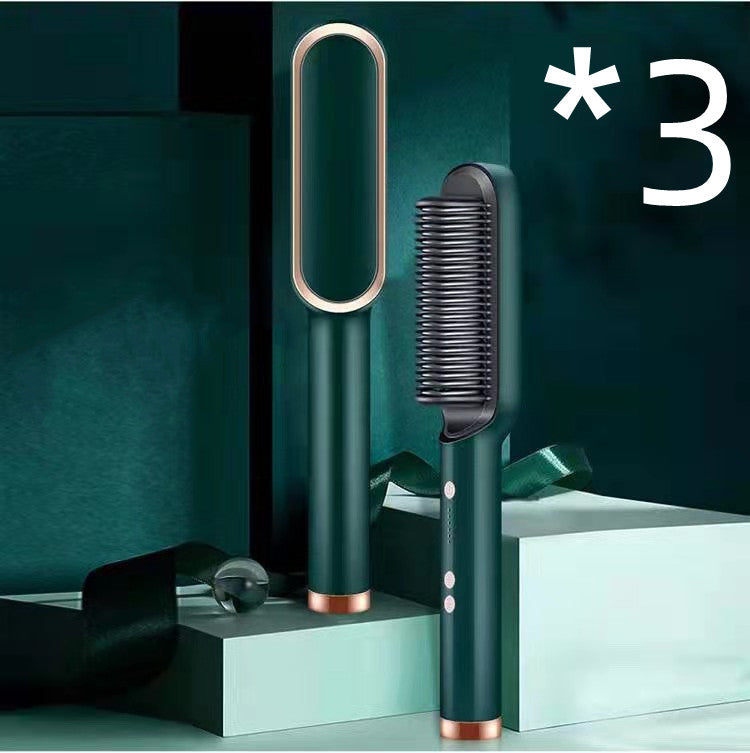 2-in-1 Hair Straightener & Curling Hot Comb – Negative Ion Ceramic Brush | Dual-Purpose Styling Tool