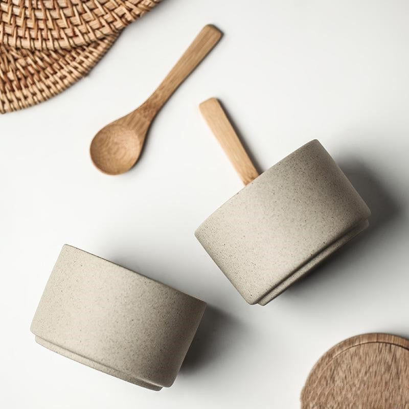 Retro Japanese-Style Ceramic Seasoning Pot – Single, 2-Piece, or 3-Piece Earthenware Set