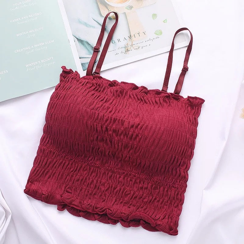 Wrinkled Chest-wrapped Beautiful Back Tube Top Vest Women