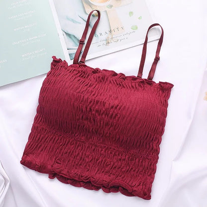 Wrinkled Chest-wrapped Beautiful Back Tube Top Vest Women