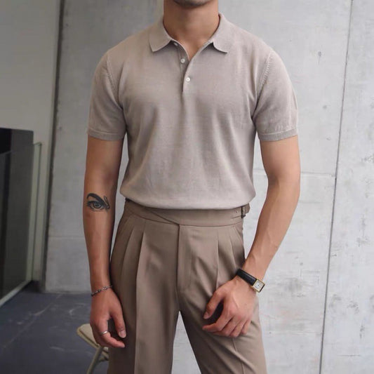 Men’s Slim Fit Casual Polo Shirt – Lightweight Short Sleeve Cotton Blend, Summer Style