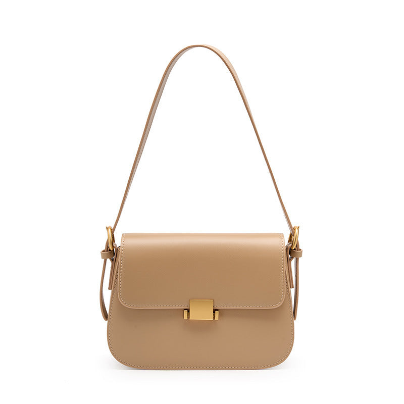European Retro Genuine Leather Crossbody Bag for Women – Lock Design, Soft Cowhide, Daily Style
