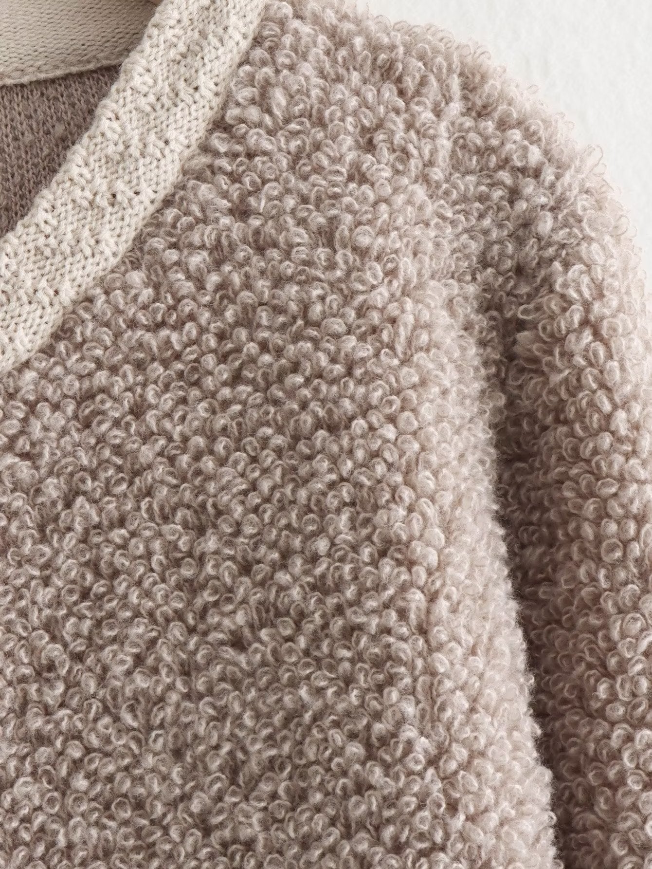 Women's Button-Decorated Terry Yarn Knitted Cardigan – Round Neck Coat