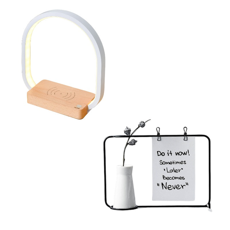 Multifunctional Wireless Charging Table Lamp – Metal Shade, USB Powered, Eye Protection, Creative Bedside Light