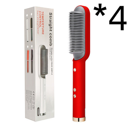 2-in-1 Hair Straightener & Curling Hot Comb – Negative Ion Ceramic Brush | Dual-Purpose Styling Tool