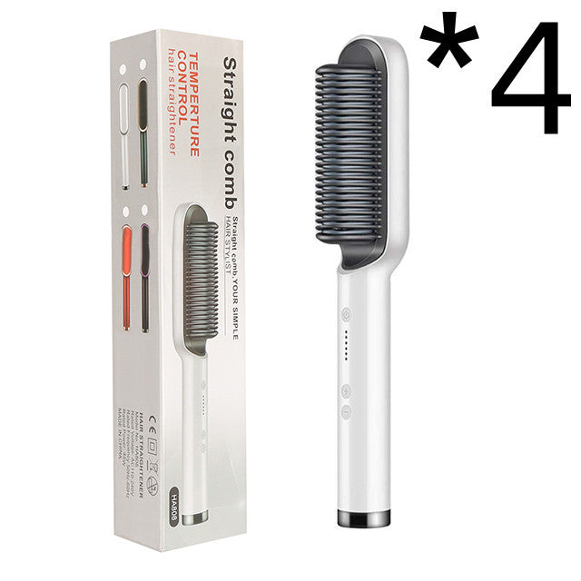 2-in-1 Hair Straightener & Curling Hot Comb – Negative Ion Ceramic Brush | Dual-Purpose Styling Tool