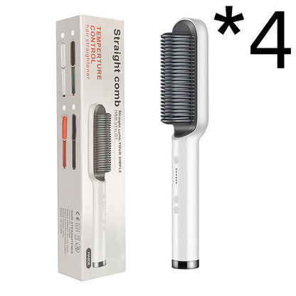 2-in-1 Hair Straightener & Curling Hot Comb – Negative Ion Ceramic Brush | Dual-Purpose Styling Tool