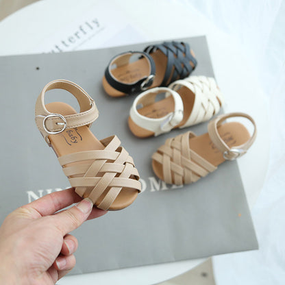 🩰 Kids Buckle Toe Soft Sole Woven Sandals