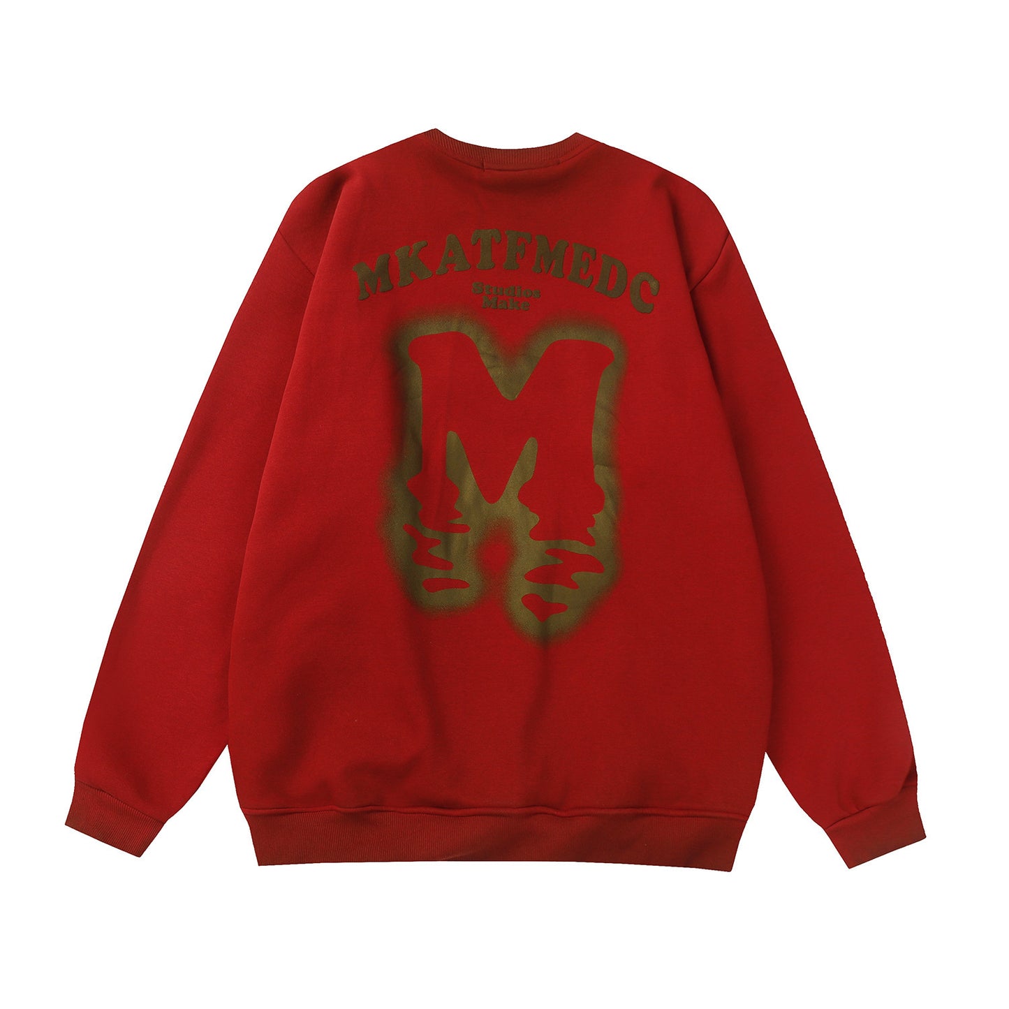 Gradient Inkjet Letter Crew Neck Brushed Hoodie – Stylish Casual Streetwear Sweatshirt