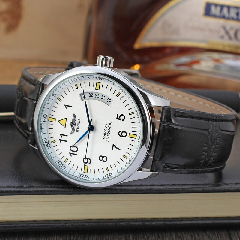 Unisex Calendar Digital Mechanical Watch – Automatic Movement with Leather Strap