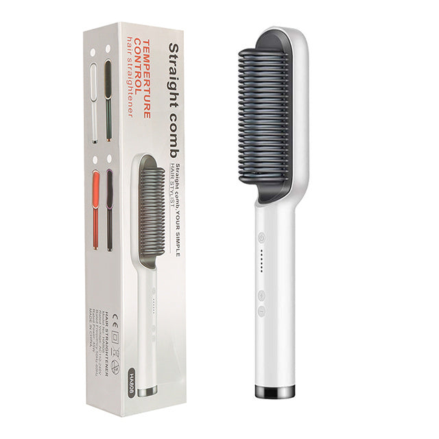 2-in-1 Hair Straightener & Curling Hot Comb – Negative Ion Ceramic Brush | Dual-Purpose Styling Tool