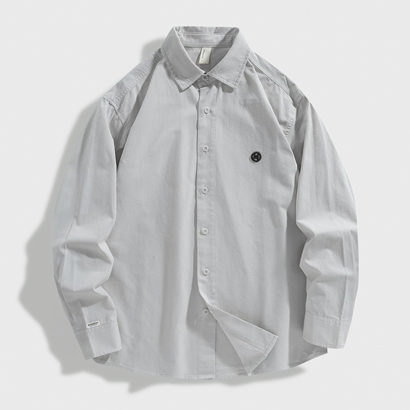 LKTM Men's 2024 Spring Japanese Style Retro Minimalist Long Sleeve Shirt