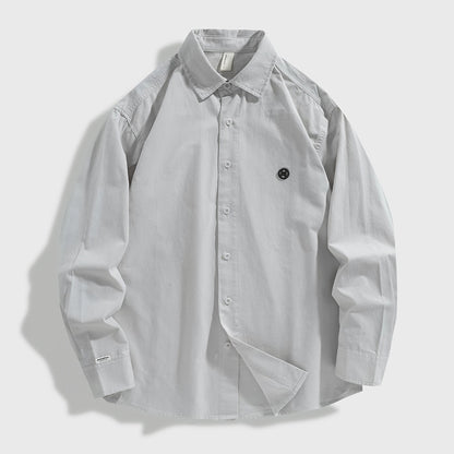 LKTM Men's 2024 Spring Japanese Style Retro Minimalist Long Sleeve Shirt