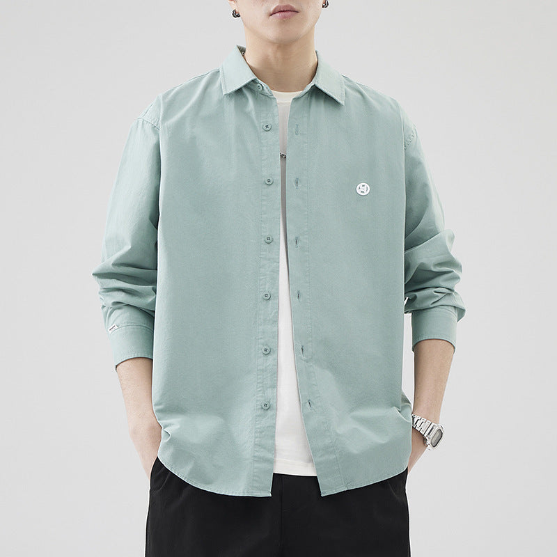 LKTM Men's 2024 Spring Japanese Style Retro Minimalist Long Sleeve Shirt