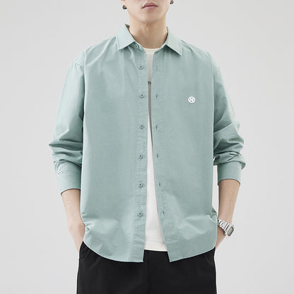 LKTM Men's 2024 Spring Japanese Style Retro Minimalist Long Sleeve Shirt