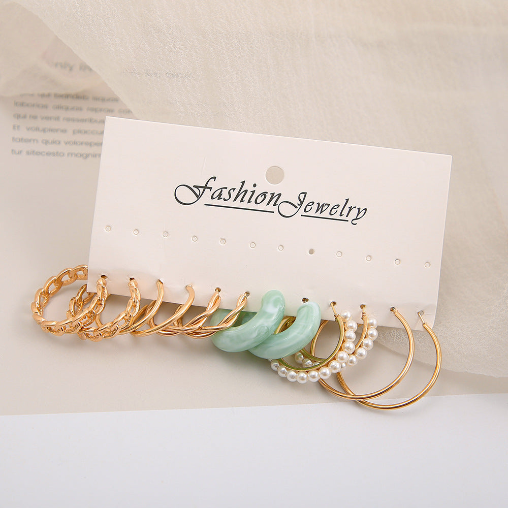 Acrylic C Type Earring Chain Earring Set - Odyssey