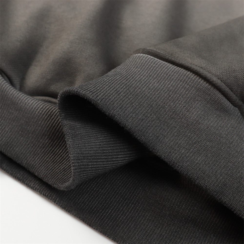 Gradient Inkjet Letter Crew Neck Brushed Hoodie – Stylish Casual Streetwear Sweatshirt