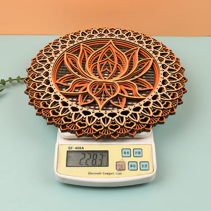 Wooden Mandala Lotus 5-layer Stitching Pendant Small Ornaments