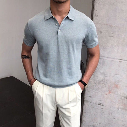 Men’s Slim Fit Casual Polo Shirt – Lightweight Short Sleeve Cotton Blend, Summer Style