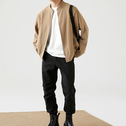 Men's Loose Fit Pilot Jacket – Lightweight Spring Casual Coat, Long Sleeve Polyester
