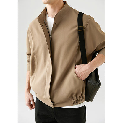 Men's Loose Fit Pilot Jacket – Lightweight Spring Casual Coat, Long Sleeve Polyester