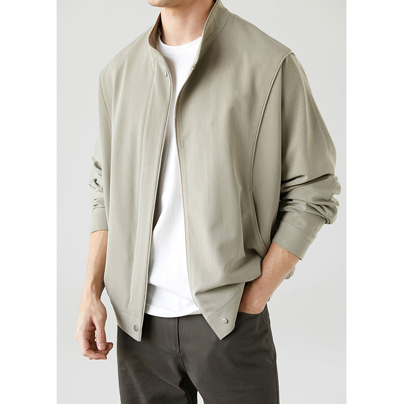 Men's Loose Fit Pilot Jacket – Lightweight Spring Casual Coat, Long Sleeve Polyester