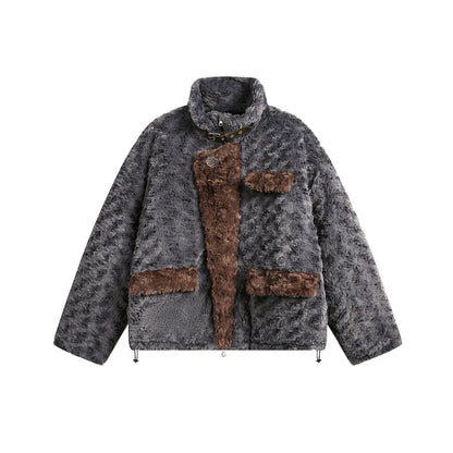Fur Collar Fleece Cotton-padded Clothes American Retro