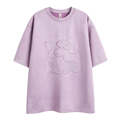 Men’s Fashion Embroidered Floral T-Shirt – Short Sleeve, Casual, Loose Fit, Summer Style