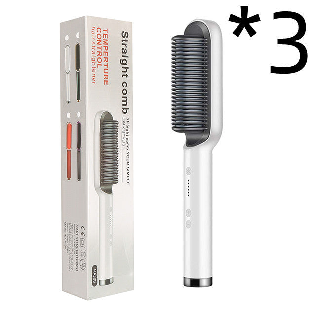 2-in-1 Hair Straightener & Curling Hot Comb – Negative Ion Ceramic Brush | Dual-Purpose Styling Tool