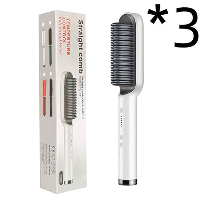 2-in-1 Hair Straightener & Curling Hot Comb – Negative Ion Ceramic Brush | Dual-Purpose Styling Tool