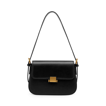 European Retro Genuine Leather Crossbody Bag for Women – Lock Design, Soft Cowhide, Daily Style