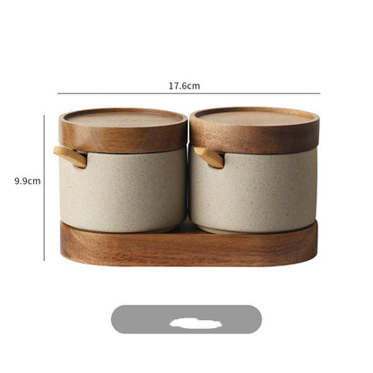 Retro Japanese-Style Ceramic Seasoning Pot – Single, 2-Piece, or 3-Piece Earthenware Set