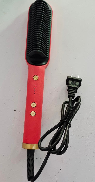 2-in-1 Hair Straightener & Curling Hot Comb – Negative Ion Ceramic Brush | Dual-Purpose Styling Tool