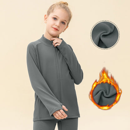 Kids' Warm Yoga Suit – Zipper Running Jacket with Super Stretch Fabric