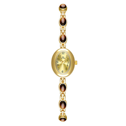 Natural Tiger Eye Premium Women's Watch – Elegant Vintage Gold Fashion Timepiece