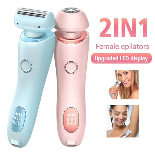 2 In 1 Hair Removal Epilator USB Rechargeable Trimmer Women Body Razor Face Leg Armpit Bikini Hand Pubic Shaver Hair Remover - Odyssey