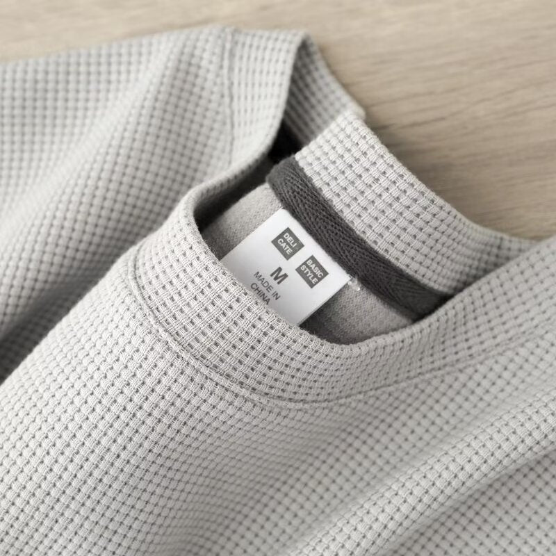 Men’s Waffle Knit Crew Neck T-Shirt – Casual Half Sleeve Pullover, Summer Solid Color