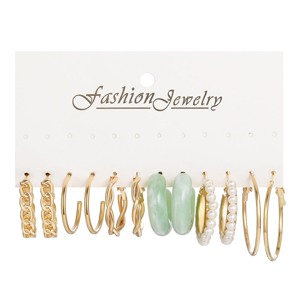 Acrylic C Type Earring Chain Earring Set - Odyssey