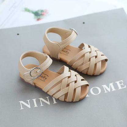 🩰 Kids Buckle Toe Soft Sole Woven Sandals
