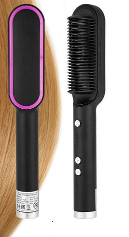 2-in-1 Hair Straightener & Curling Hot Comb – Negative Ion Ceramic Brush | Dual-Purpose Styling Tool