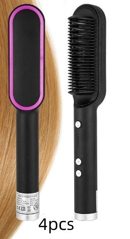 2-in-1 Hair Straightener & Curling Hot Comb – Negative Ion Ceramic Brush | Dual-Purpose Styling Tool