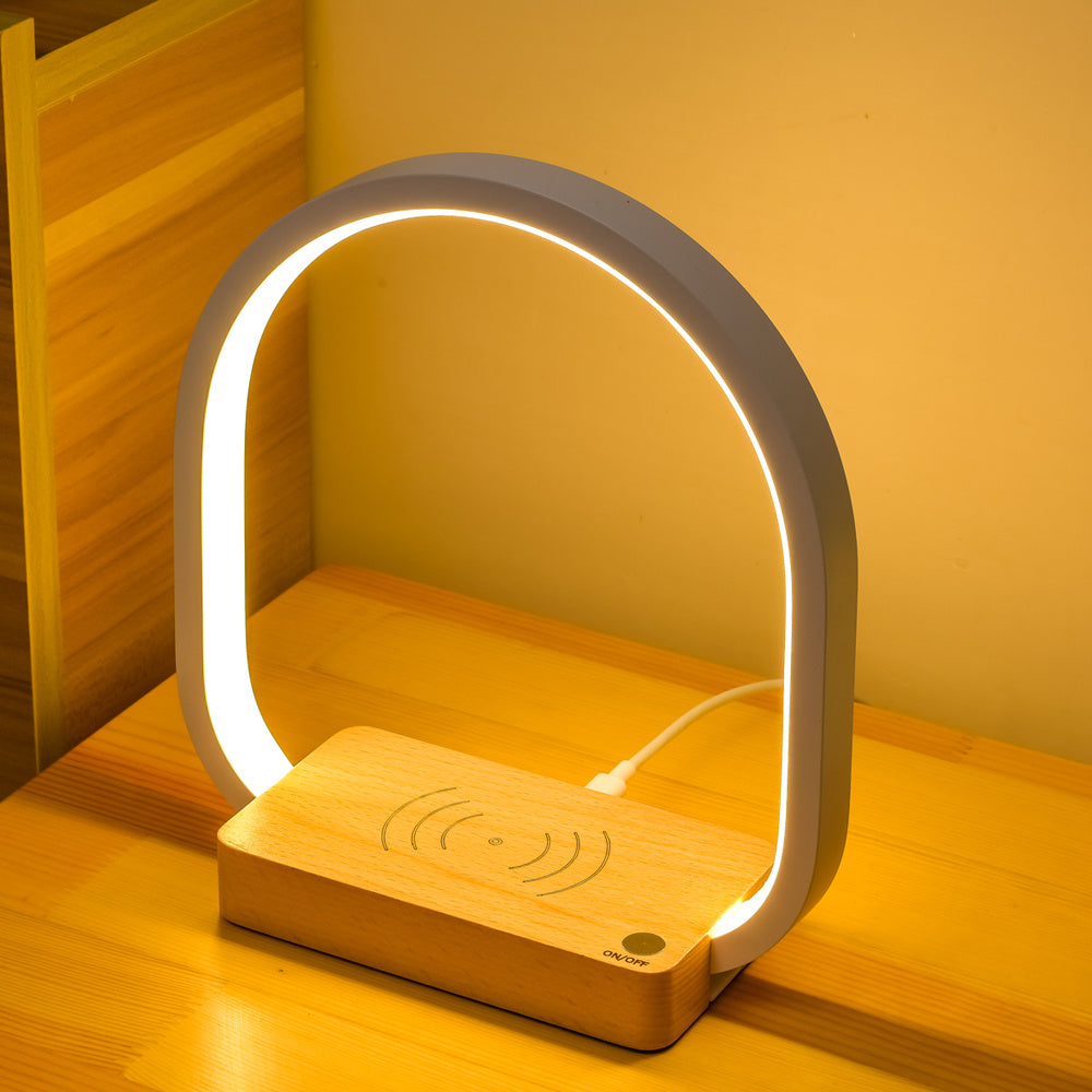 Multifunctional Wireless Charging Table Lamp – Metal Shade, USB Powered, Eye Protection, Creative Bedside Light