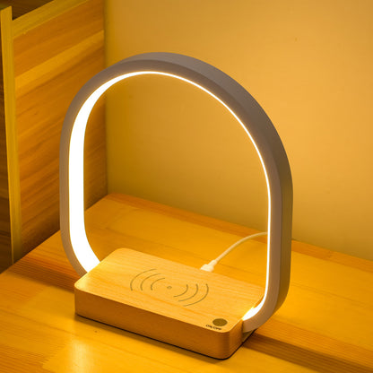 Multifunctional Wireless Charging Table Lamp – Metal Shade, USB Powered, Eye Protection, Creative Bedside Light