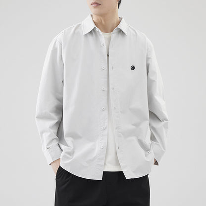 LKTM Men's 2024 Spring Japanese Style Retro Minimalist Long Sleeve Shirt