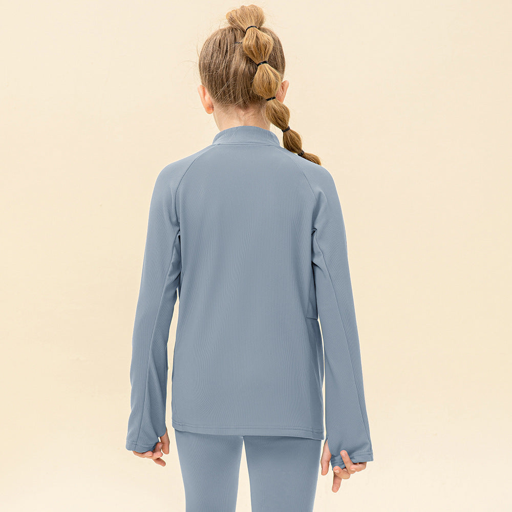 Kids' Warm Yoga Suit – Zipper Running Jacket with Super Stretch Fabric