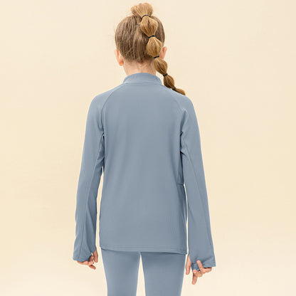 Kids' Warm Yoga Suit – Zipper Running Jacket with Super Stretch Fabric