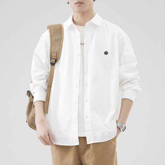 LKTM Men's 2024 Spring Japanese Style Retro Minimalist Long Sleeve Shirt