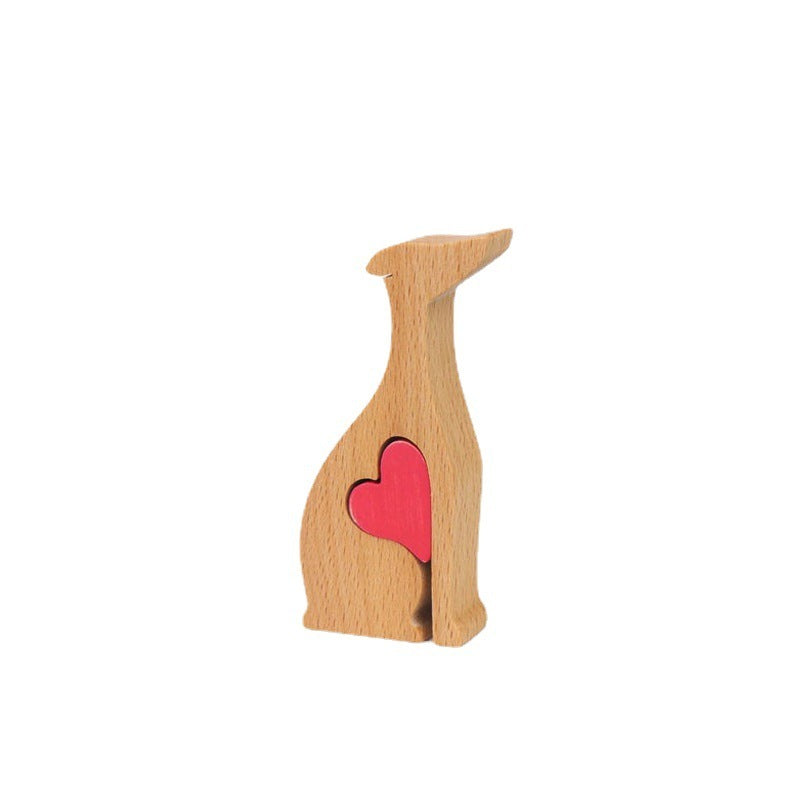 Dog Heart-shaped Wooden Crafts Furnishings Home
