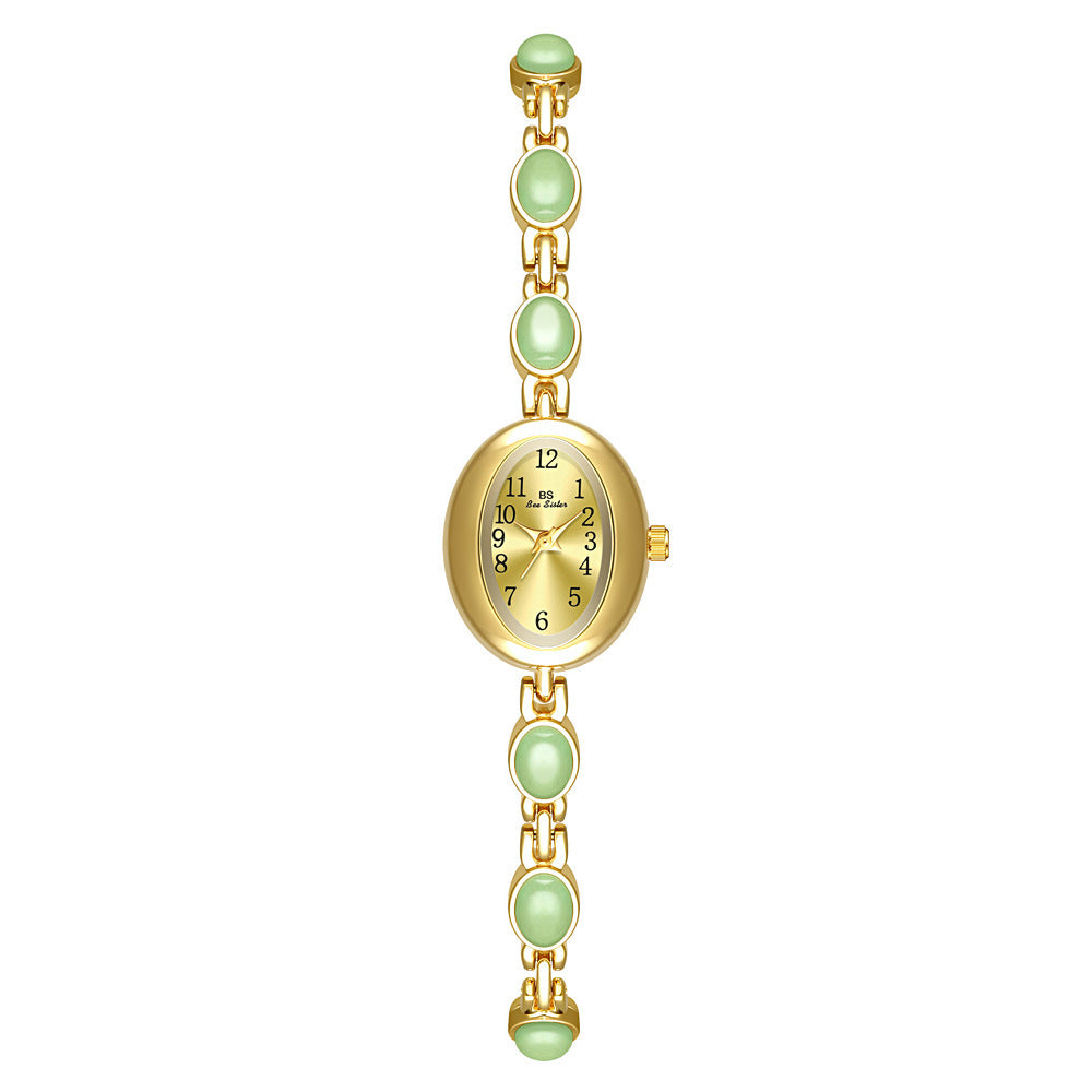 Natural Tiger Eye Premium Women's Watch – Elegant Vintage Gold Fashion Timepiece