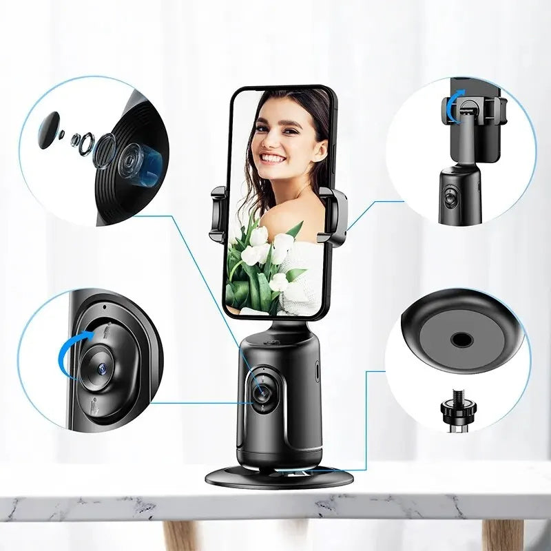 360° Auto Face Tracking AI Smart Gimbal – Phone Holder for Vlog, Live Streaming & More